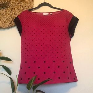 SOLD Pink Polka Dot Boat Neck Blouse